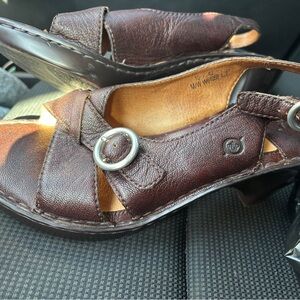 Brown Leather Sandals with Buckle
